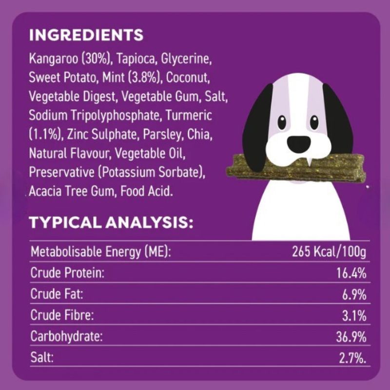 Bell & Bone Dog Dental Sticks Roo, Mint & Turmeric - DOGUE