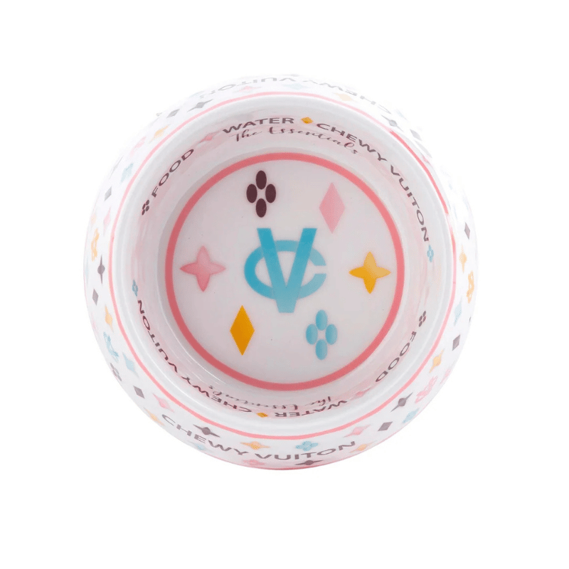 Romiet Chewy Vuiton White Dog Bowl