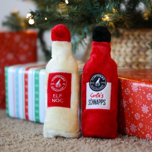 ZippyPaws Happy Hour Holiday Crusherz Santa's Scnapps Dog Toy - DOGUE