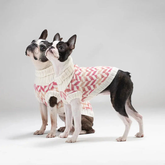 Alqo Wasi Herringbone Pink Dog Jumper - DOGUE