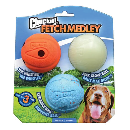 Chuckit! Fetch Medley Balls Dog Toy Gen1 3-pack - DOGUE