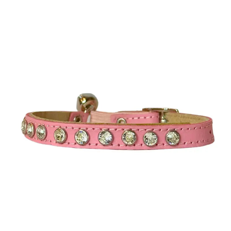 DOGUE Australian Made Leather Coco Crystal Cat Collar Cat Collar DOGUE Pink 