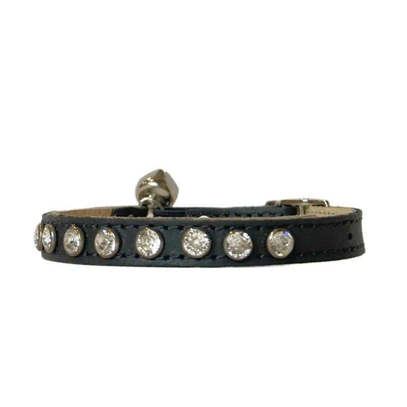 DOGUE Australian Made Leather Coco Crystal Cat Collar Cat Collar DOGUE Black 