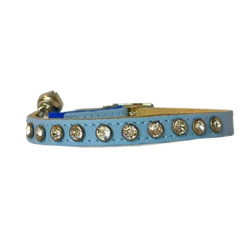 DOGUE Australian Made Leather Coco Crystal Cat Collar Cat Collar DOGUE Blue 