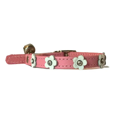 Pink leather cat collar best sale