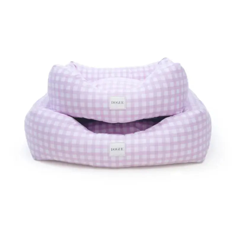 dogue-gingham-bolster-dog-bed-mauve-medium