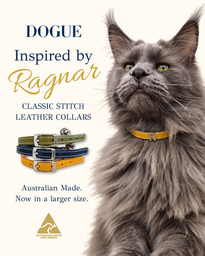 DOGUE Classic Stitch Leather Cat Collar