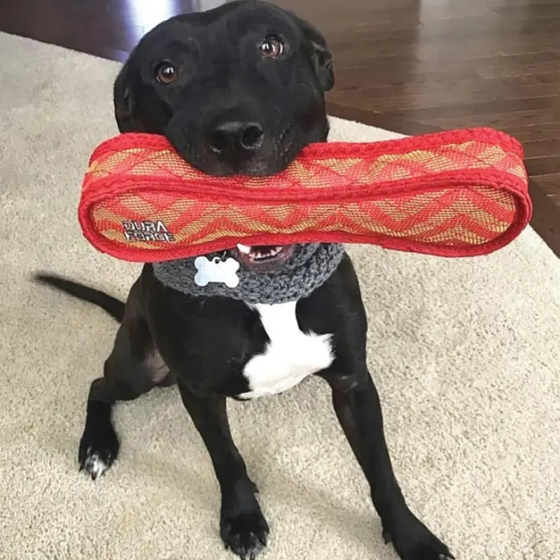 DuraForce Bone ZigZag Dog Toy Red - DOGUE