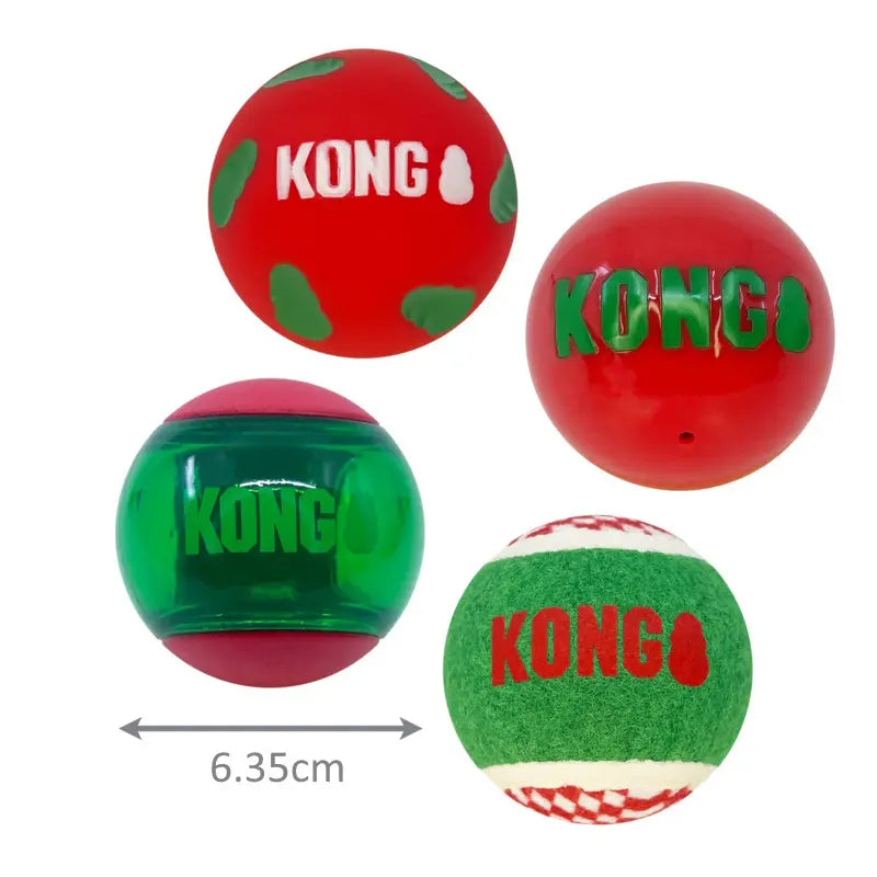 KONG Holiday Occasion Balls Dog Toy 4-pack | Buy Online at DOGUE Australia