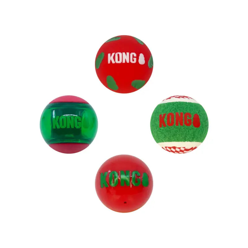 KONG Holiday Occasion Balls Dog Toy 4-pack | Buy Online at DOGUE Australia