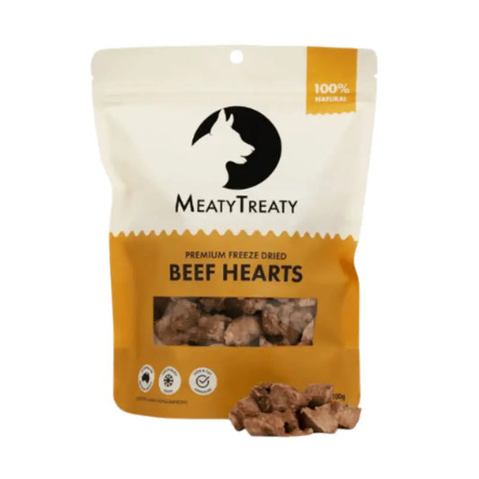 Meaty Treaty Freeze Dried Beef Hearts Dog Treat | Buy Online at DOGUE Australia