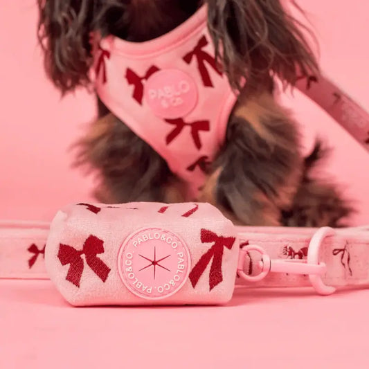 Pablo & Co Velvet Blush Bows Poop Bag Holder | Buy Online at DOGUE Australia