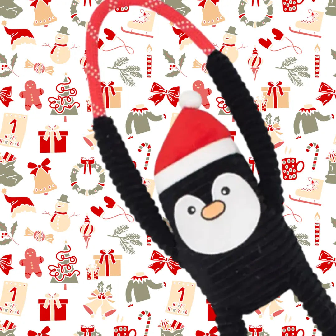 ZippyPaws Holiday RopeTugz Penguin Dog Toy - DOGUE