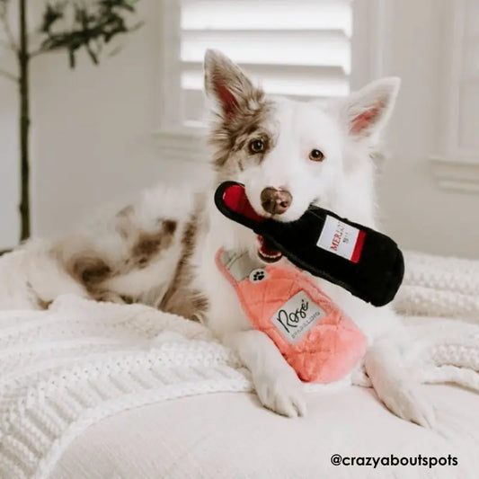 ZippyPaws Valentines Z-Stitch Happy Hour Crusherz Dog Toy Merlot & Rosé | Buy Online at DOGUE Australia