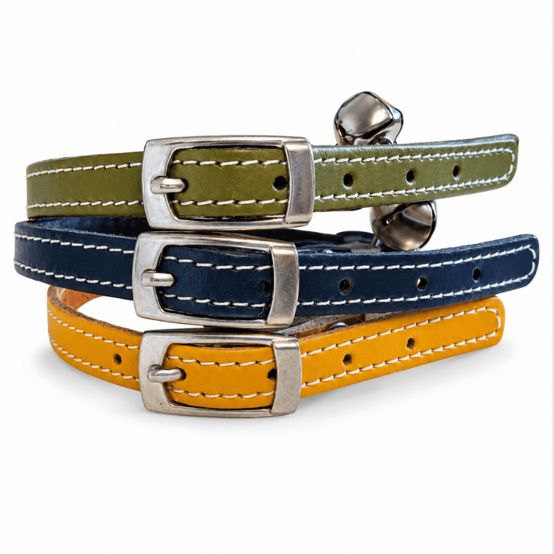 DOGUE Classic Stitch Leather Cat Collar