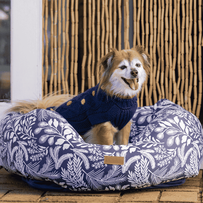 DOGUE Bolster Wildflower Navy Dog Bed - DOGUE