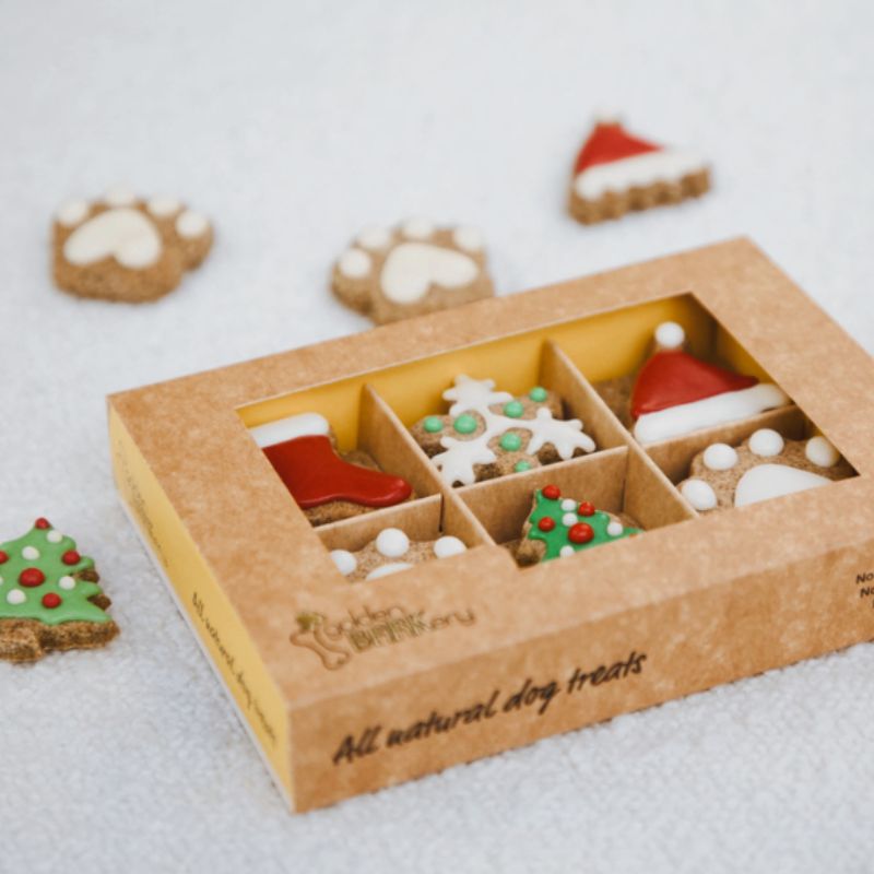 Golden BARKery Holiday Dog Treat 12-pack Dog Biscuits Box - DOGUE