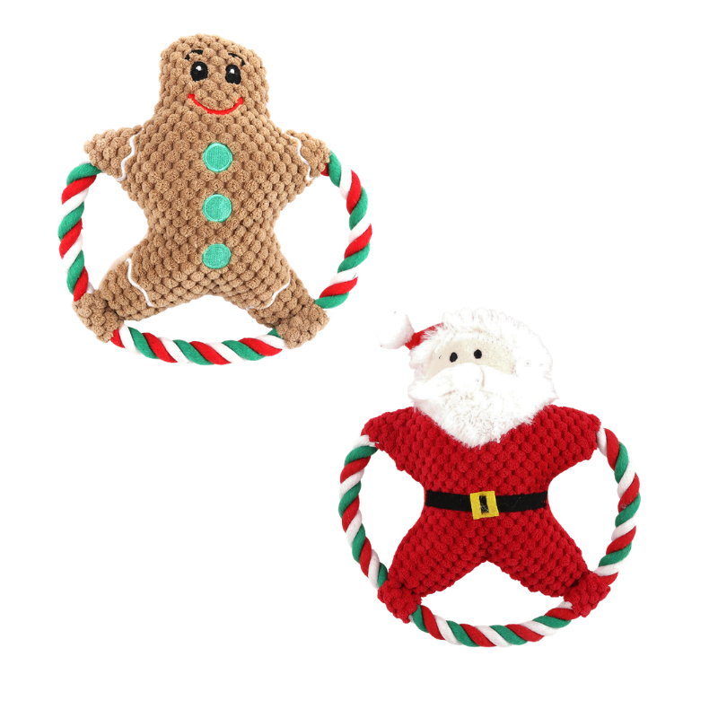 Holiday Plush Ring Dog Toy