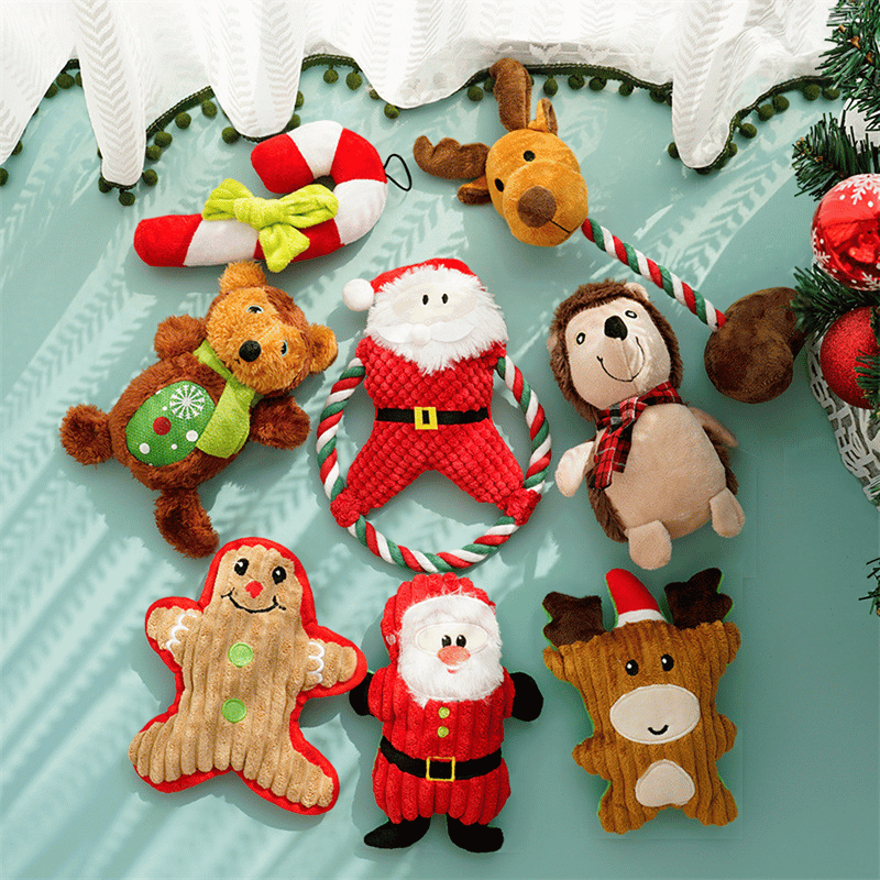 Holiday Plush Ring Dog Toy