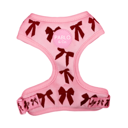 Pablo & Co Velvet Blush Bows Dog Harness