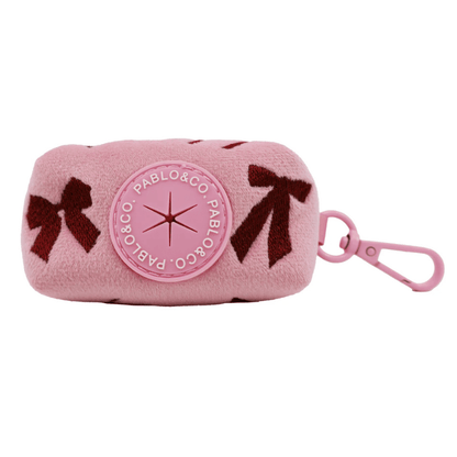 Pablo & Co Velvet Blush Bows Poop Bag Holder