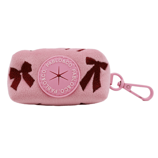 Pablo & Co Velvet Blush Bows Poop Bag Holder