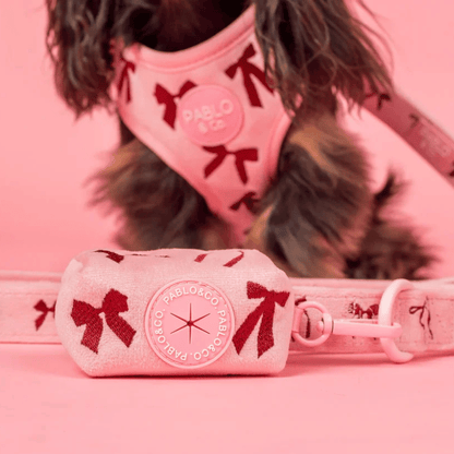 Pablo & Co Velvet Blush Bows Poop Bag Holder