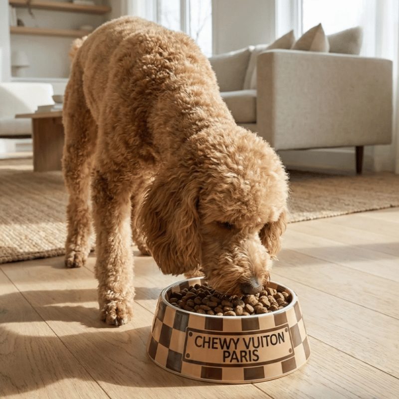 Romiet Chewy Vuiton Brown Dog Bowl