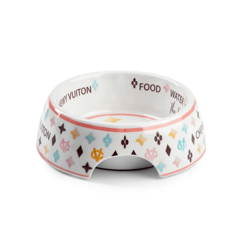 Romiet Chewy Vuiton White Dog Bowl