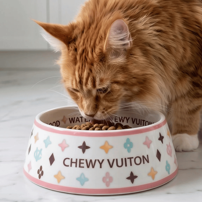 Romiet Chewy Vuiton White Dog Bowl