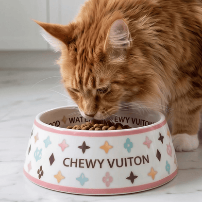 Romiet Chewy Vuiton White Dog Bowl