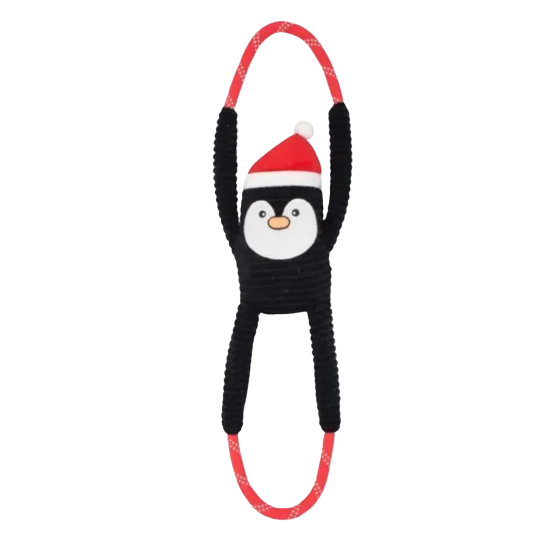 zippypaws-holiday-ropetugz-penguin-dog-toy