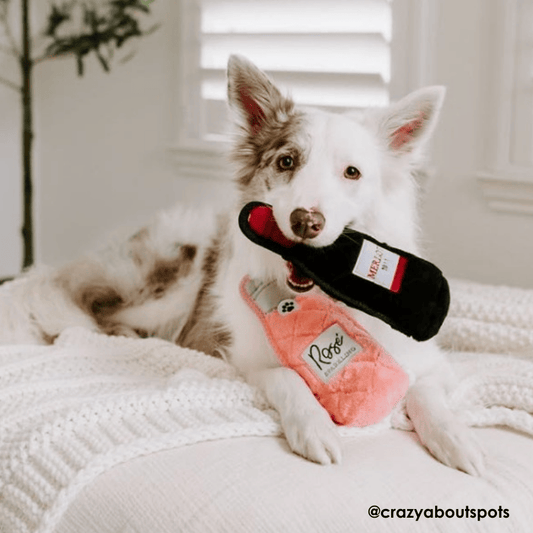 ZippyPaws Valentines Z-Stitch Happy Hour Crusherz Dog Toy Merlot & Rosé