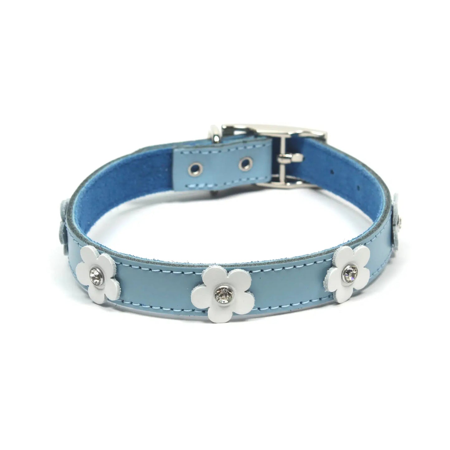 leather flower dog collar